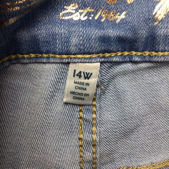 SEVEN 7 tummyless pedal pusher pants powder blue jeans crop distressed denim 14W - Picture 7 of 12